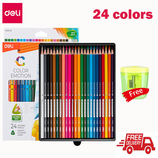 Deli Coloured Pencils Set 12/24/36 Colours Pre-sharpened Soft Drawing Pencil Set