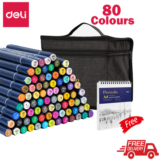 Deli 80 Colours Paint Marker Dual-tip Art Marker Sketch Marker with Bag