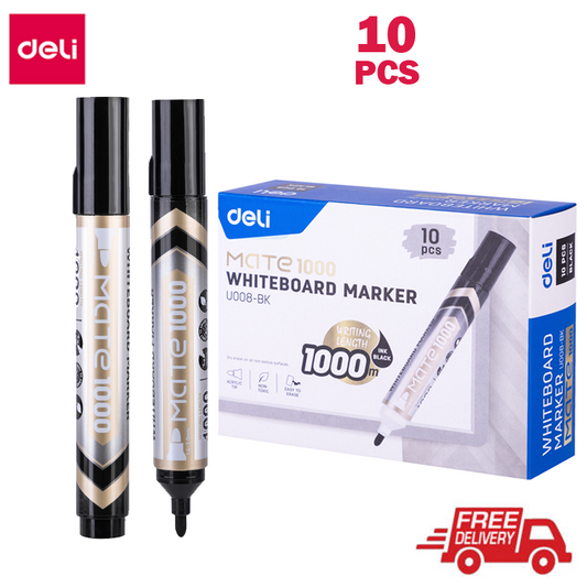 Deli 10Pcs Whiteboard Marker Erasable Permanent Marker 1000m Writing Length