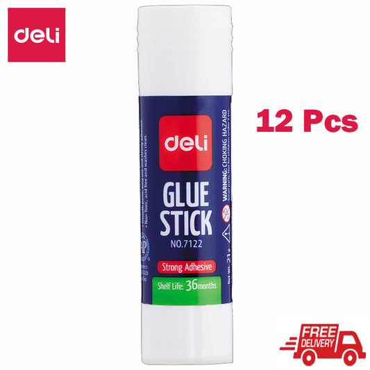 Deli 12pcs Glue Stick 21g Strong and Stable Adhesion White