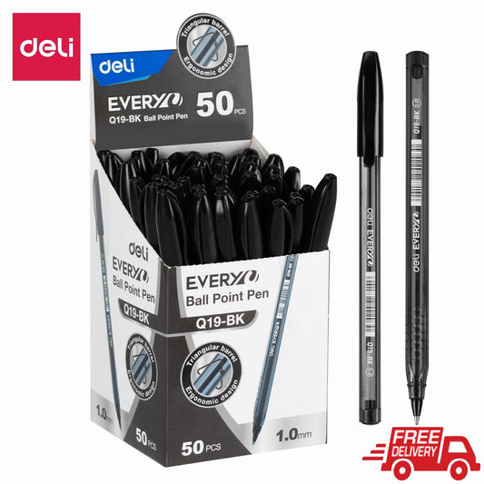 Deli 50pcs Ballpoint Pen 1.0mm Simple Design Writing Smooth Ballpoint Pen