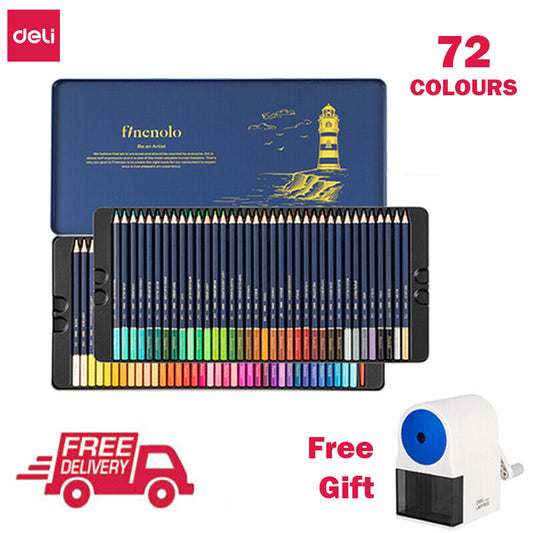 Deli Premium Watercolour Pencils 72 Colours Set With 1 Free Pencil Sharpener